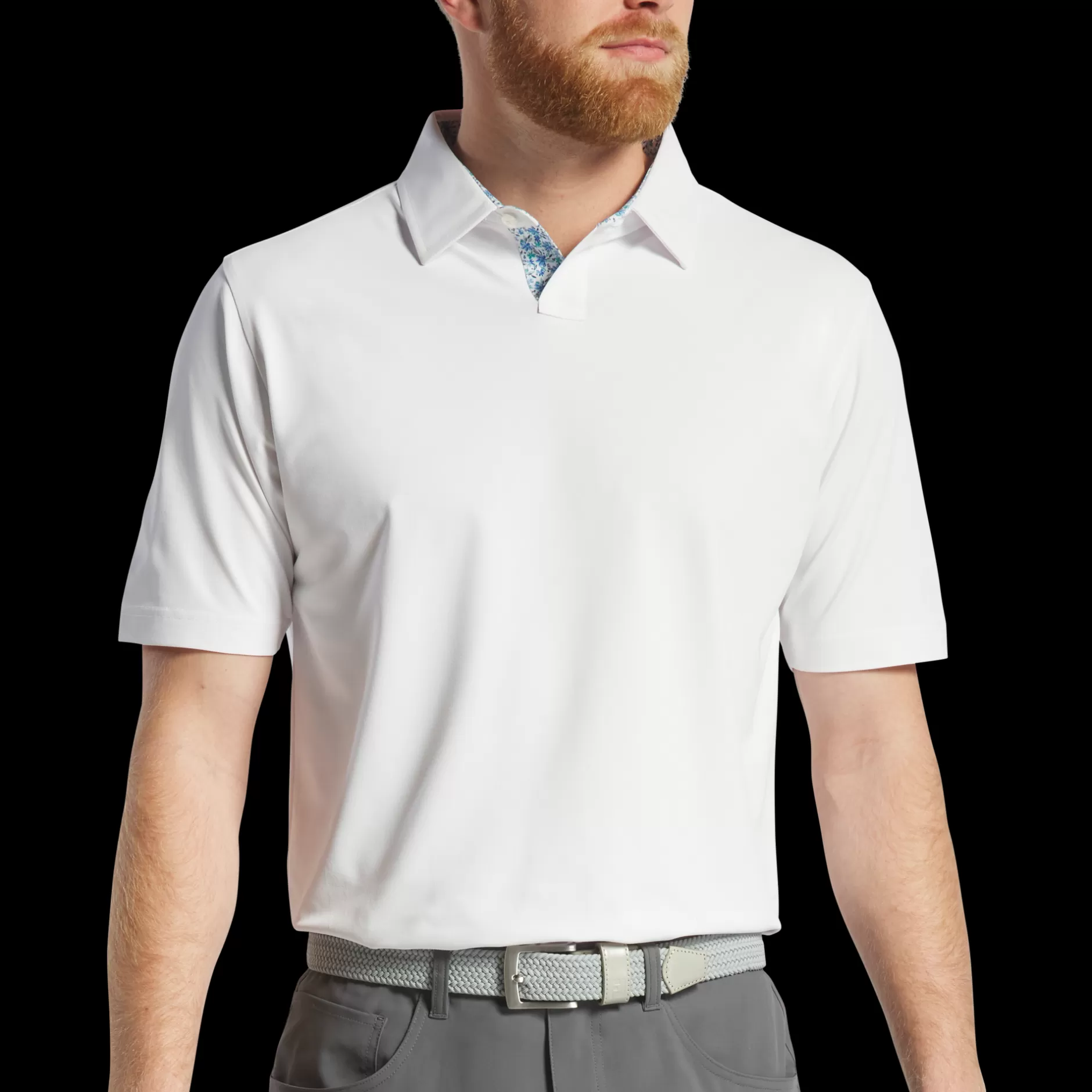 Flash Sale Solid Pique Floral Trim Shirts